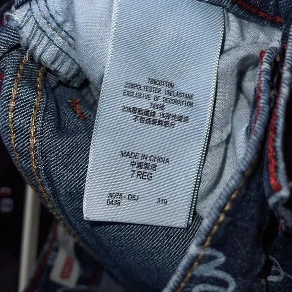 🎉HP🎉 Levi’s Kids monogram Super  Skinny logo wash girls jeans Sz 7 - Picture 15 of 17